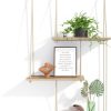 bulk purchase fixwal hanging shelves for wall, 3 tier boho wall decor plant rack floating shelves rope rustic wood organizer storage hanger for aesthetic home bedroom kitchen bathroom- rustic brown trade price
