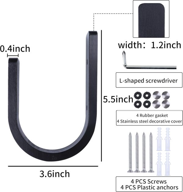 bulk purchase ocioli 2 pieces curtain tiebacks wood curtain holdbacks u shaped curtain hooks curtain tie backs wall mount curtain holder curtain pull backs tie backs for curtains (black, 2) factory discount