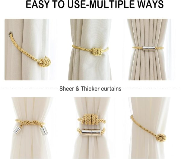 bulk purchase curtain tiebacks magnetic decorative curtain tie backs for curtains 2 pack rope curtain holders for drapes outdoor curtain holdbacks, gold factory discount