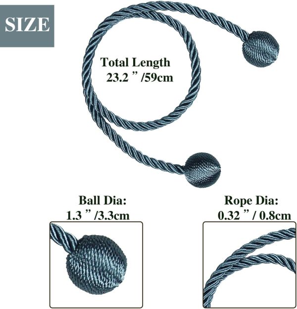bulk purchase curtain tiebacks outdoor elegant decorative tie backs modern rope tiebacks for drapes window curtain holdbacks for draperies (blue, 2) factory discount