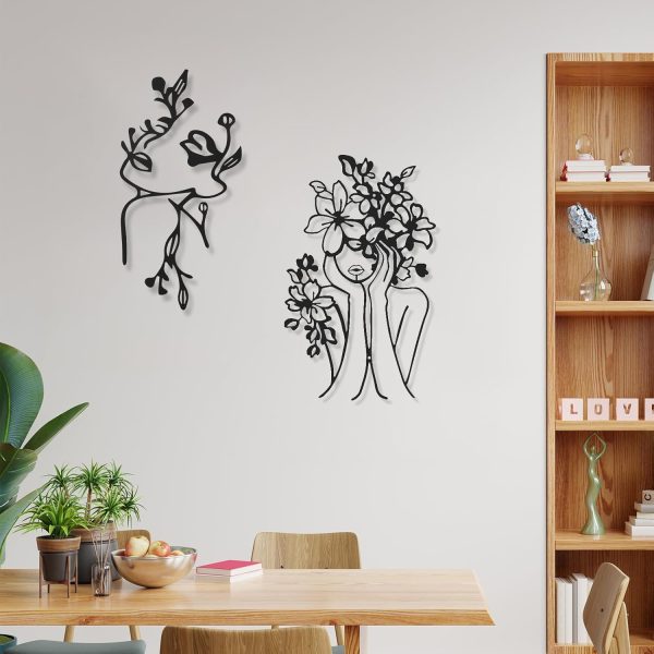 factory direct therwen 4 metal wall art decor minimalist abstract woman single line drawing wall art female home decor hanging art print for bedroom bathroom living room, black 17 x 10 in(stylish style) volume discount