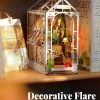 supplier direct rolife book nook kit wooden bookcase 9.5" garden house miniature kit with led decorative bookends, 3d puzzles for adults craft hobby for girls boys adults wholesale prices