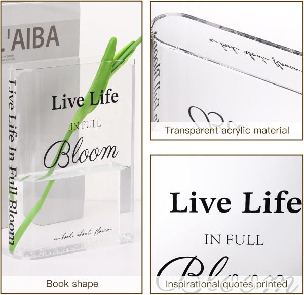 oem/odm services fixwal acrylic book vase for home decor, 6x8 inches aesthetic room decor, clear book shape artistic irregular transparent vase, bedroom or office decorations affordable bulk deals