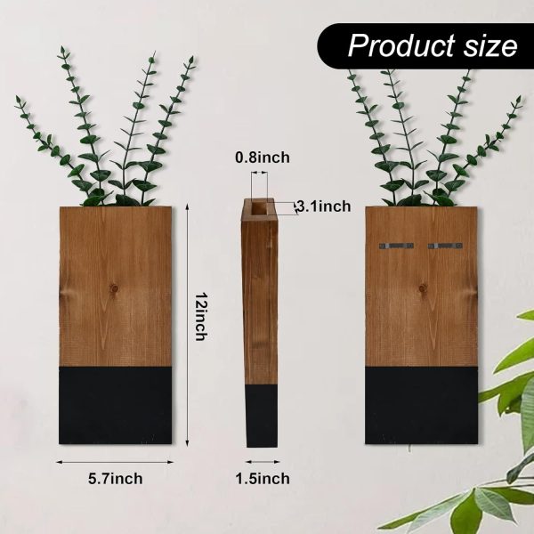 bulk purchase wood wall planter set of 2, modern farmhouse wall decor for living room, bathroom, bedroom, wood hanging vase for dried flowers and faux greenery plants trade price