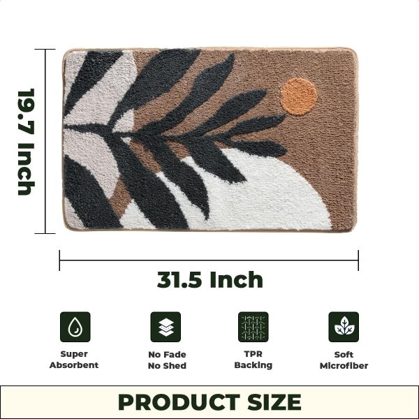 manufacturer direct bath mat, 31''x20'', brown bamboo, soft microfiber, non slip, super absorbent, thick plush, machine washable, bathroom, bedroom, hallway trade price