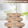 wholesale direct round decorative tray wood bathroom counter organizer farmhouse kitchen decor wooden riser for soap dish, perfume, candle, sponge, 10" - brown bulk purchase at factory prices
