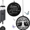 producer to buyer sympathy wind chimes for loss of loved one, memorial windchimes for lost father mother, remembrance bereavement gift with card, in memory of dad mom metal funeral decor for garden outdoor (39“ black) discounted pricing