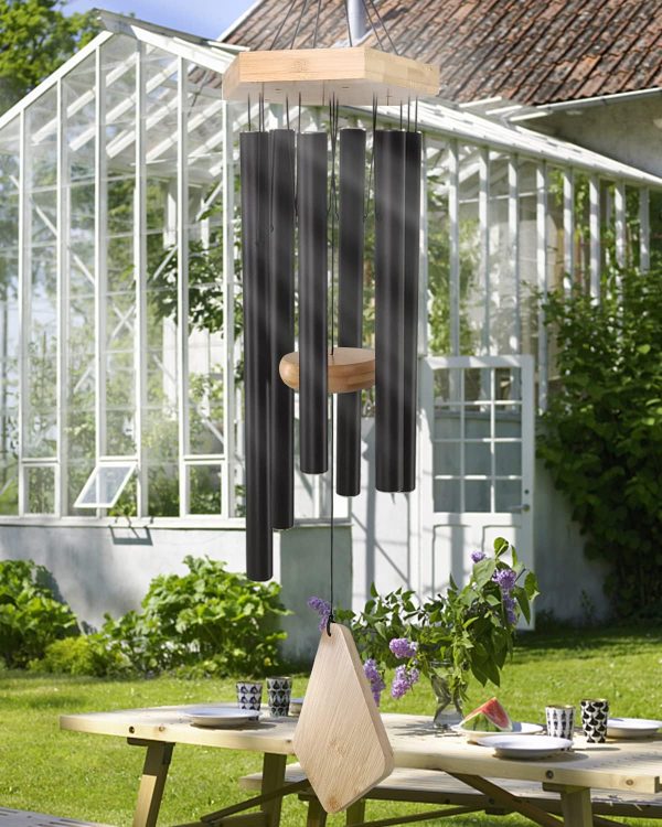 producer to buyer wind chimes outdoor deep tone, 30 inches wind chimes outdoor, memorial wind chimes with hook as gifts for mother's day/housewarming/christmas, patio, garden, yard, home decor. black discounted pricing