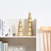 dropship from factory wooden christmas tree figurine, 2pcs gold tree figurines, decorative trees for tabletop, small glittered golden xmas tree figurines for christmas mantle indoor decor mass production supply