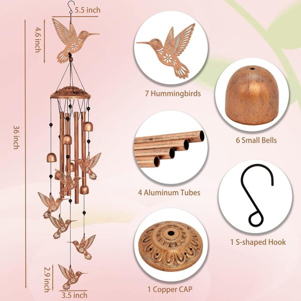 producer to buyer hummingbird wind chimes for outside,metal windchimes,hummingbird gifts for women/men,wind chime garden decor outdoor,memorial/housewarming/birthday/festival gifts,front yard decor discounted pricing