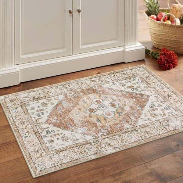 global sourcing lahome boho kitchen rugs washable - 2x3 small non-slip entry rugs for inside house oriental throw area rugs for bedroom accent distressed floor doormat carpet for bathroom entryway laundry living room oem/odm services