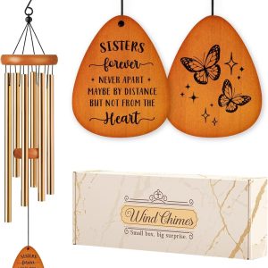 producer to buyer sister birthday gifts idea wind chimes, butterfly sister gifts for sister, sister gifts from sister for thanksgiving chirstmas birthday wedding graduation gift for sister, sister-in-law discounted pricing