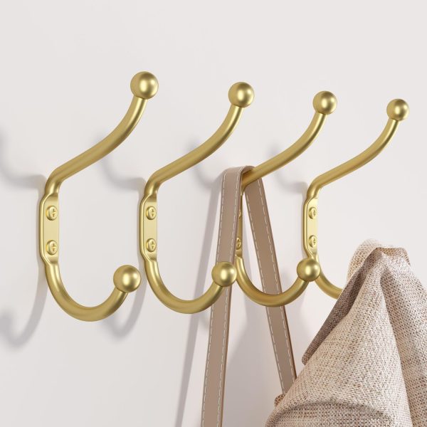 competitive pricing gold coat hooks wall mount - wall hooks for hanging, heavy duty hooks, mudroom hooks, metal hooks for hanging clothes, towels, hats, keys, coats,4 pack one-stop wholesale
