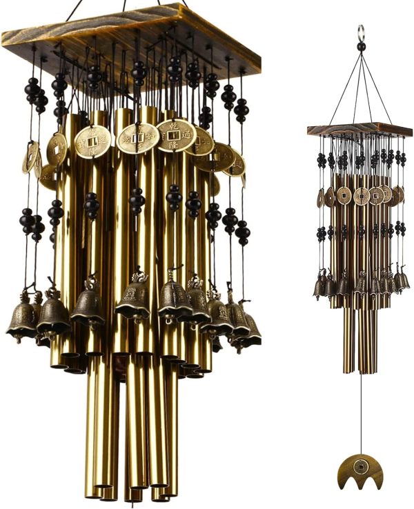producer to buyer wind chimes for outside, 30"memorial wind chimes with 24 copper tubes and 16 copper bell for garden,patio,window wind chime hanging decoration,bronze memorial sympathy wind chimes gifts for mom discounted pricing