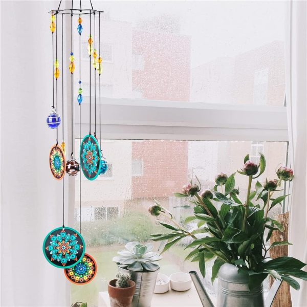 producer to buyer flower wind chimes outdoors with colorful glass beads deep tone memorial sympathy window garden hanging windchimes for outside discounted pricing