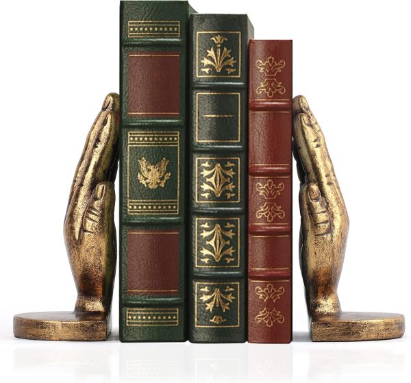 supplier direct book ends to hold books heavy duty - book ends for shelves, mxarltr decorative bookends for heavy books with anti-slip base book stopper for home office meditation yoga room decor (antique brass) wholesale prices