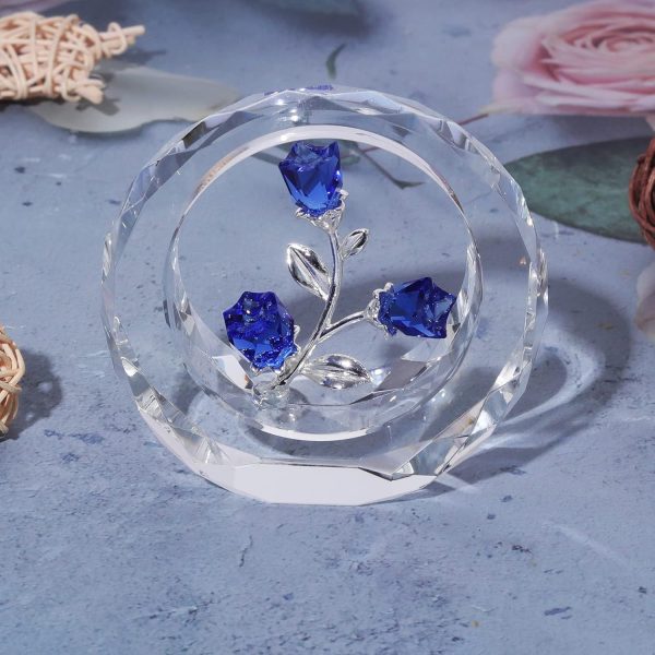 dropship from factory longwin crystal tulips flower figurines with a outer circular ring, glass spring bouquet collectible figurines home decor - gift idea for mothers day, valentine's day (cobalt blue) mass production supply