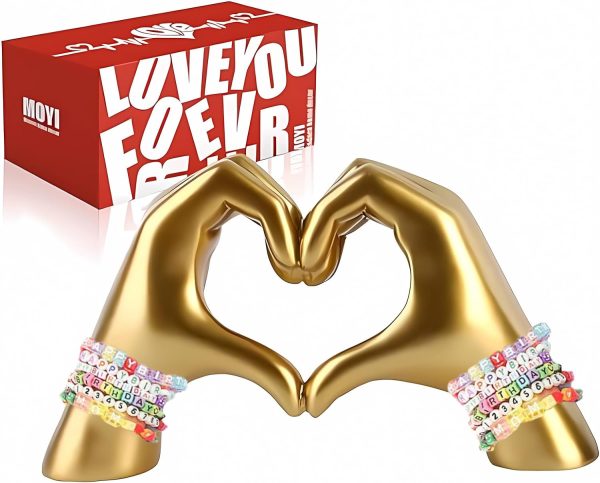dropship from factory moyi christmas gold decor for living room bedroom bookshelf coffe table, heart hands statue aesthetic boho shelf decor,unique love birthday idea decorations for girlfriend (no bracelets) mass production supply