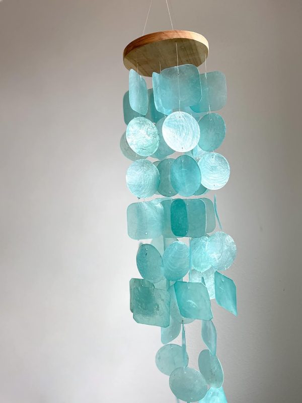 producer to buyer solange & frances wind chimes for outside – gifts for mom, ideal gifts for women who have everything, turquoise capiz shell windchimes, gardening gifts for grandma, indoor decor discounted pricing
