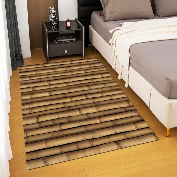 manufacturer direct retro area rug brown bamboo raft 4x6ft non-slip carpet, printed pattern carpet for living dining room dorm room bedroom home décor washable rugs trade price
