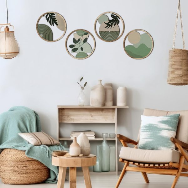 bulk purchase qunclay 4 pcs boho wall art wooden bohemian wall decor hanging art nursery wall decor farmhouse geometric hanging decor 10 inch aesthetic wood minimalist wall art for apartment bedroom (elegant) trade price