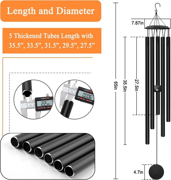 producer to buyer large wind chimes for outside deep tone, 65" deep tone wind chimes for outside porch garden patio balcony memorial room decor, memorial wind chimes sympathy gift for loss of loved one discounted pricing