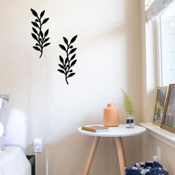bulk purchase 2 pieces wooden vine olive branch leaf leaf wall decor,farmhouse signs for living room decoration (black) trade price