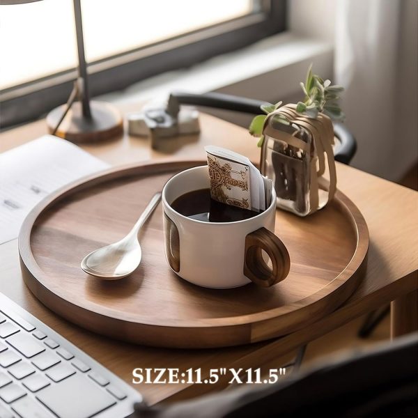 wholesale direct round wood tray made of acacia wood,decorative tray for kitchen dining room table wood tray for home decor coffee table tray for coffee table and home decor bulk purchase at factory prices
