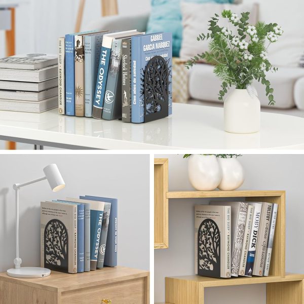 supplier direct vfine bookends for shelves decorative 1 pair, tree metal bookends, book holder for shelf, unique black book stoppers for shelves, home decorative book ends wholesale prices