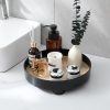 wholesale direct decorative tray coffee table tray round trays for home decor bathroom counter tray perfume organizer for dining table, dresser, kitchen,12 inch, black bulk purchase at factory prices