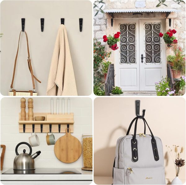 competitive pricing wodegift 5pcs large size wall hooks, heavy duty wall hooks for hanging, coat hooks for hanging, large size wall hooks, for hanging heavy duty pans, backpacks, coats and garage items (black hooks) one-stop wholesale