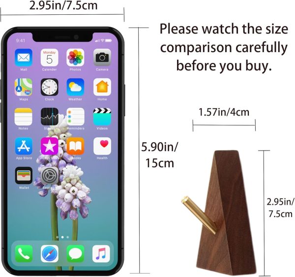 competitive pricing wall hooks decorative wooden coat hooks 2.95in height, small walnut wood and golden metal hooks for hanging hats towels robe clothes keys bags, adhesive or wall mounted, 4 pcs one-stop wholesale