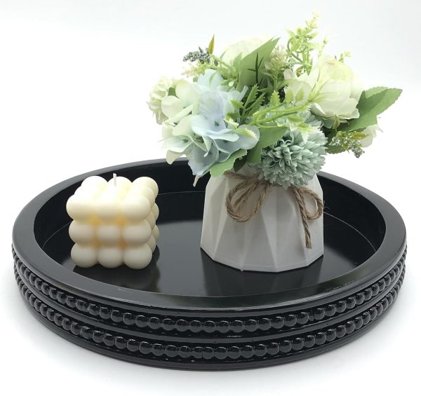 wholesale direct carah & cossh round wooden tray, black round decorative wood tray, round modern decorative tray, perfect for storage and display (black) bulk purchase at factory prices