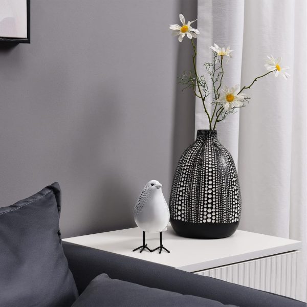 dropship from factory quoowiit bird figurine, modern sculpture and statues for home decor, animal statues for bookshelf, table, entryway, fireplace, resin decorative sculpture with chic polka dots art design (white) mass production supply