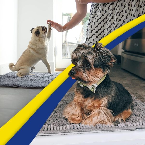global sourcing muddy mat® shown on tv highly absorbent microfiber door mat and pet rug non slip thick washable area and bath mat soft chenille for kitchen bathroom bedroom indoor and outdoor - grey medium 30"x19" oem/odm services