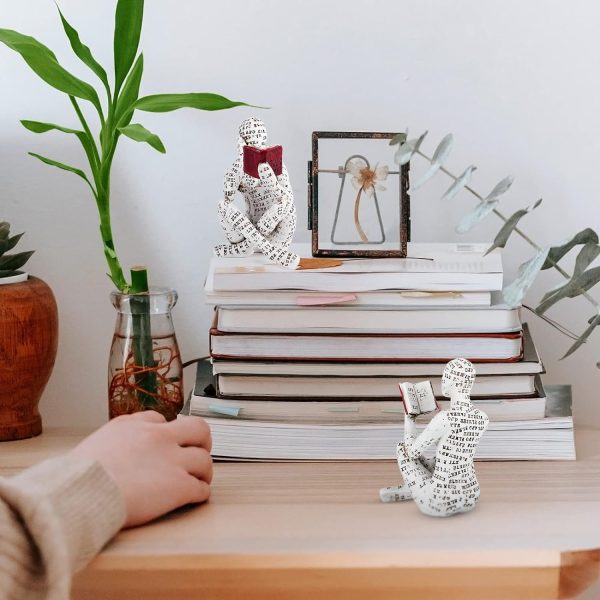 dropship from factory puthiac modern bookshelf decor - reading women figurine sculpture thinker statue - modern abstract home decor for living room, office, bedroom mass production supply
