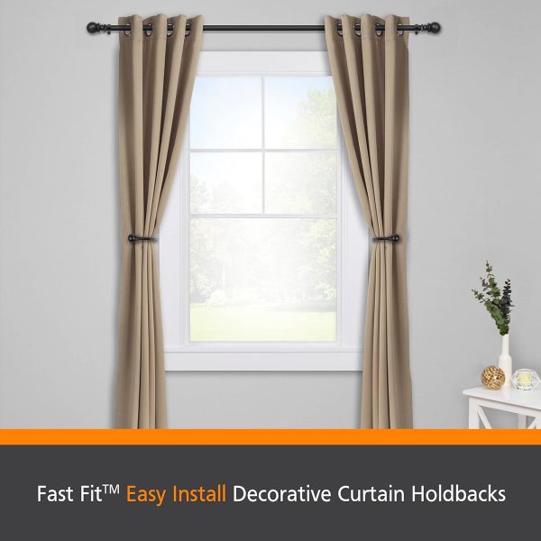 bulk purchase kenney fast fit easy install dryden 5/8' decorative curtain holdbacks, matte black factory discount