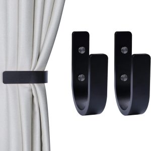 bulk purchase ocioli 2 pieces curtain tiebacks wood curtain holdbacks u shaped curtain hooks curtain tie backs wall mount curtain holder curtain pull backs tie backs for curtains (black, 2) factory discount