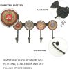 competitive pricing coat rack wall mounted with 4 hooks, round brown pattern decorative wall hooks for hanging hat, key, towel, purse, bag and robe, for entryway bathroom organizer hanger one-stop wholesale