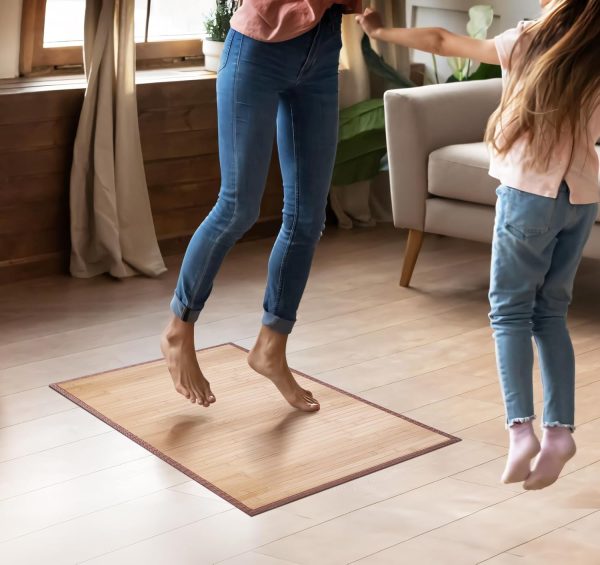 manufacturer direct small bamboo area rug 31.5''x20'', non slip bamboo runners rug for hallways entryway, small bamboo floor mat easy to mainten, floor protector mat neutral area rug trade price