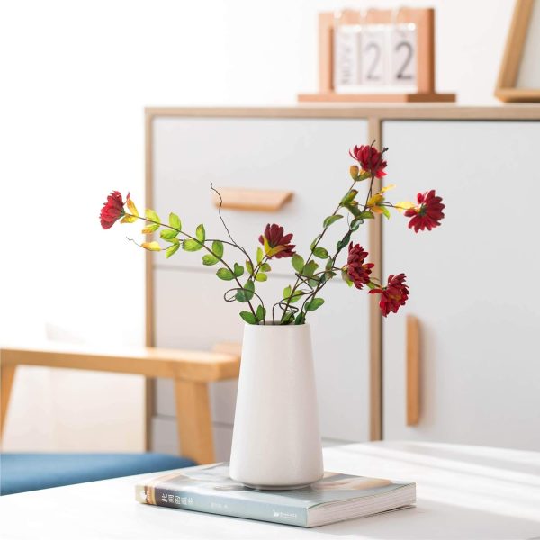 oem/odm services white vase - white ceramic vase, 6“ white flower vase, bright white not off white, boho vase for pampas grass, minimalist modern textured vase for home decor, table shelf living room farmhouse decor affordable bulk deals