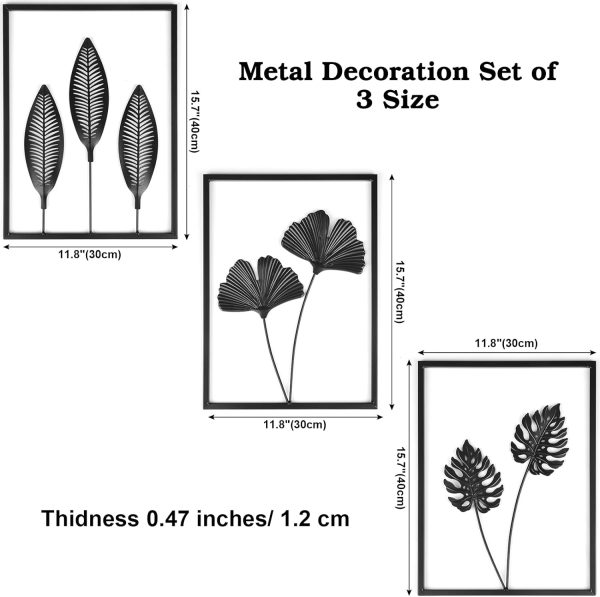 factory direct phirown metal wall art, black wall decor with light strips 3 pcs modern room decor rustic farmhouse wall decor, home decor wall for living room bedroom (vertical) volume discount