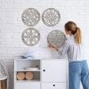 bulk purchase yulejo 4 pcs thicken rustic wall decor farmhouse wall art wooden hollow carved design decor rustic round wall art for living room bedroom hallway decor kitchen wall (retro white,9.8 x 9.8 inch) trade price