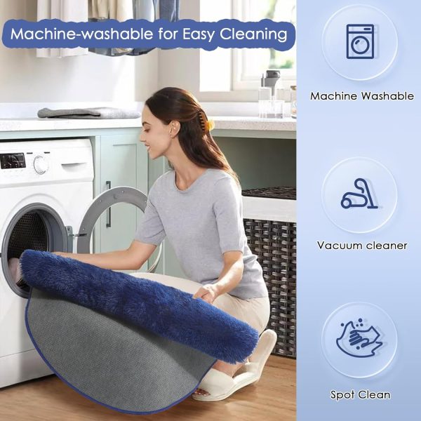 global sourcing navy blue rug for bedroom,fluffy circle rug 4'x4' for kids room,furry carpet for teen's room,shaggy circular rug for nursery room,fuzzy plush rug for dorm,indigo carpet,cute room decor for baby oem/odm services