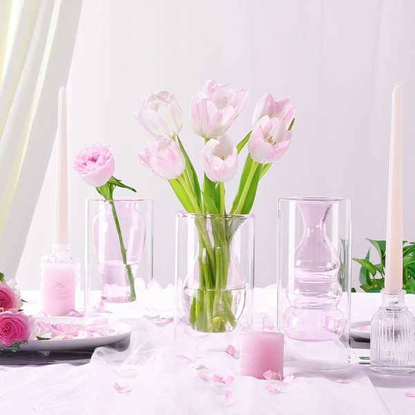 oem/odm services zens modern pink glass vase, hand blown hollowed out bubble decorative glass flower vases for wedding decor home small bouquet. affordable bulk deals