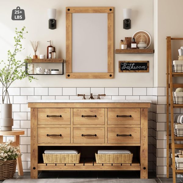 bulk purchase qeeig ‎bathroom shelves over toilet paper storage wall mounted farmhouse decor decorations aesthetic décor sign small floating wall shelf 2+1 set 16 inch, rustic brown (020bn) trade price