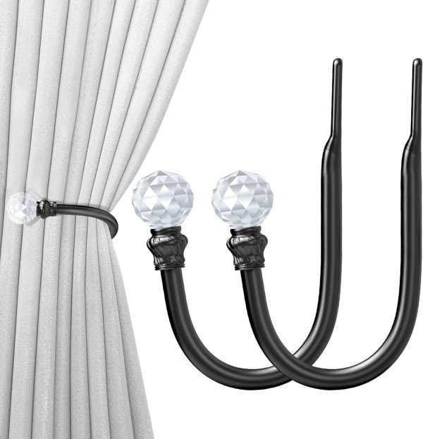 bulk purchase hion curtain holdbacks black 2pcs, curtain tiebacks wall mounted curtain hooks holders for drapes factory discount
