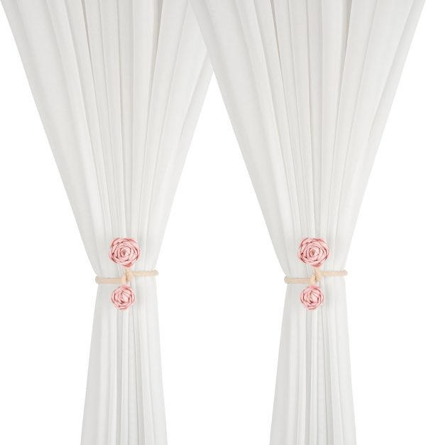 bulk purchase suq i ome 2 pieces of handmade artificial flower curtain holdbacks clips window drape twist tie backs for women, girls bedroom decorative draperies holdbacks (pink) factory discount