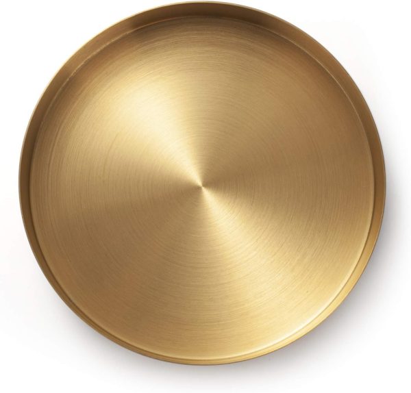 wholesale direct round gold tray stainless steel jewelry, make up, candle plate decorative tray (5.5 inches) bulk purchase at factory prices