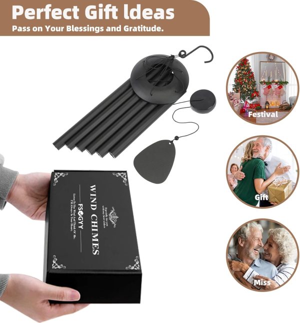producer to buyer wind-chimes-outdoor-large-decor, deep tone soothing melodic tones windchimes, wind chimes for outside, memorial wind chimes best gift for mom women grandma neighbors（32" black） discounted pricing